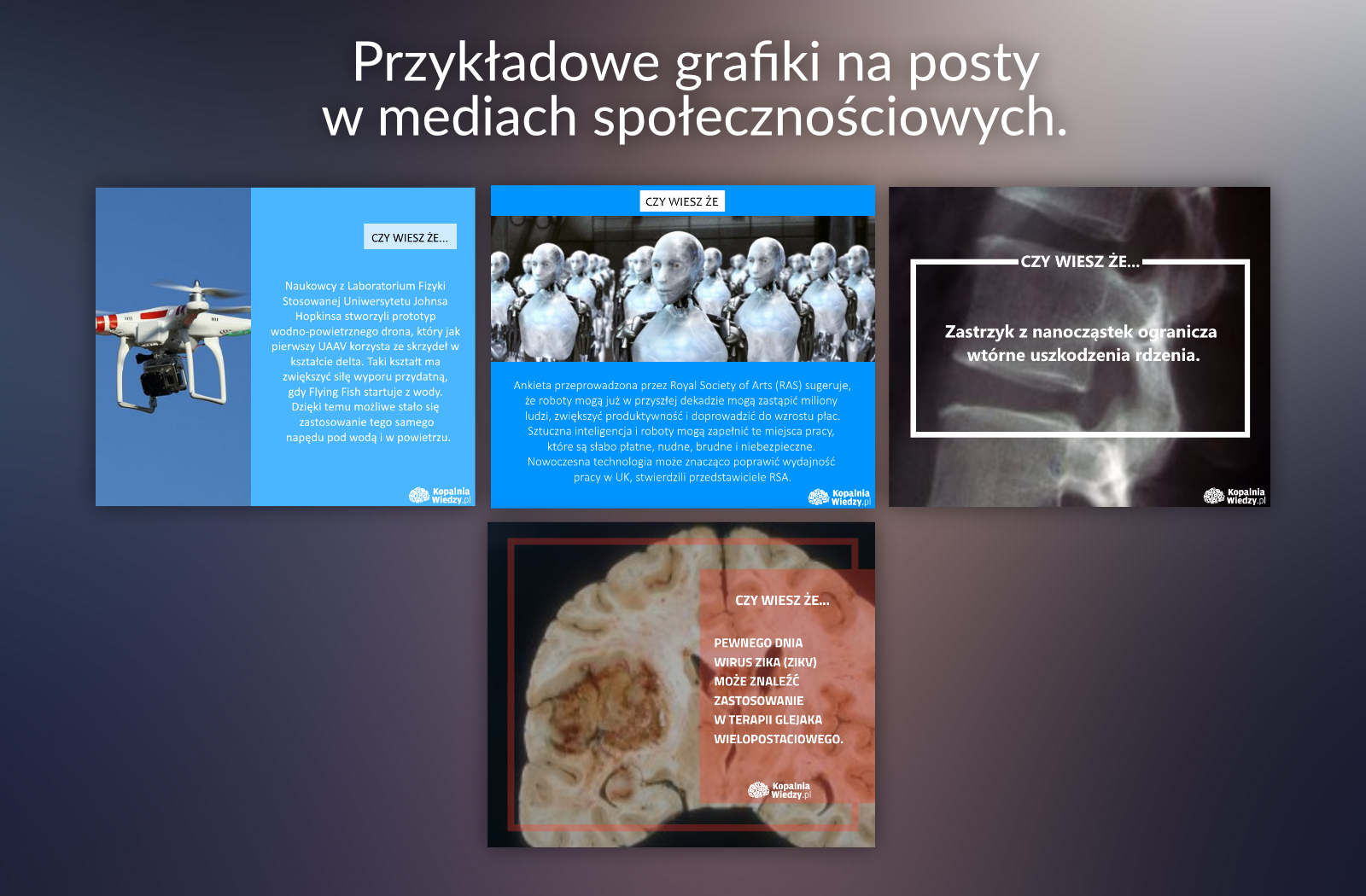 Przykładowe grafiki na posty do mediów społecznościowych tj. Instagram czy FB (wykonano w Paint.Net)